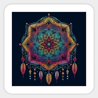 Psychedelic looking abstract illustration of a dreamcatcher Sticker